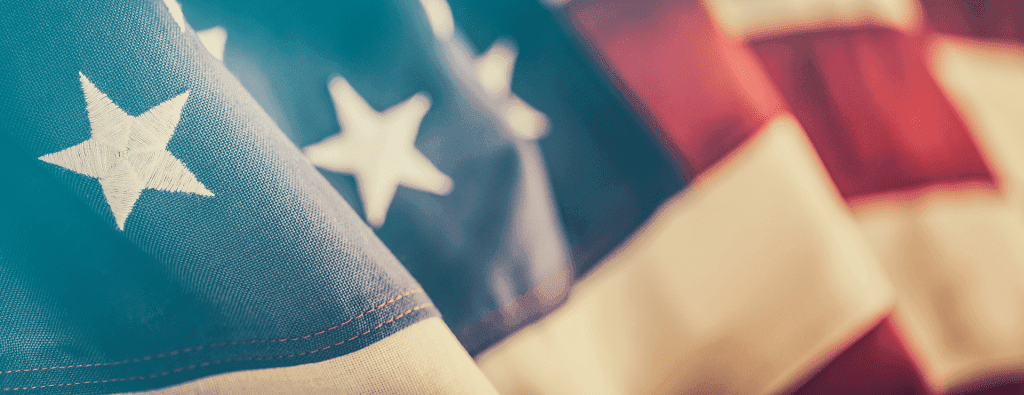 Close-up of the stars and stripes of the American flag