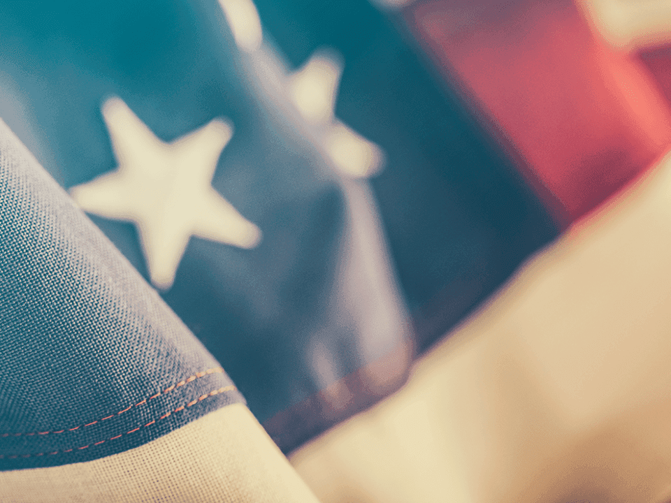 Close-up of the stars and stripes of the American flag